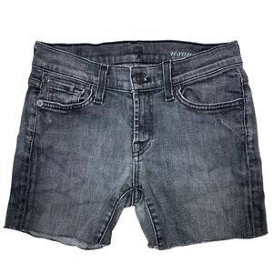 7 For All Mankind Y2K Jean Shorts 25" Black/Gray‎ Cutoff Low-Rise Bling USA 7FAM